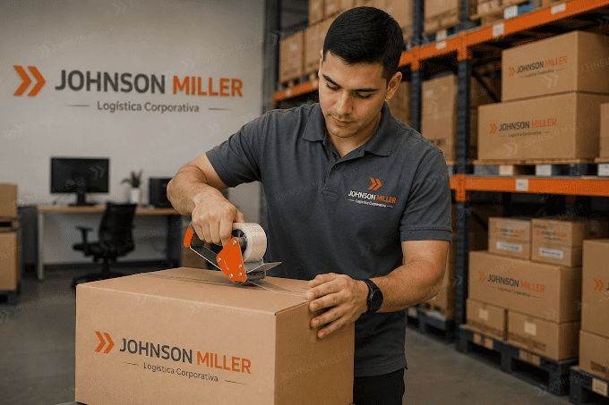 Operación logística de Johnson Miller preparando envíos de documentación y paquetería empresarial